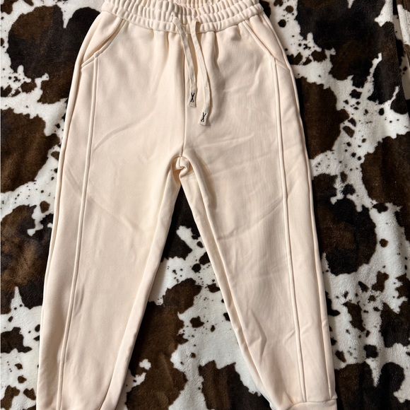Alo Yoga Accolade Joggers Cream Neutral Fleece Sweatpants NWOT - Picture 4 of 8